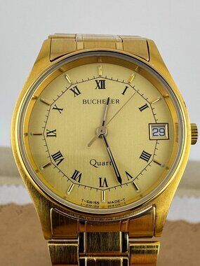 Vintage Bucherer quartz Stanless steelwristwatch, is a men's timepiece